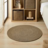 Ocean Home Siyah Kırçıllı Jüt Halı Kilim 80 Cm Çap