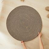 Ocean Home Siyah Kırçıllı Jüt Halı Kilim 80 Cm Çap