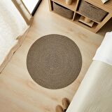 Ocean Home Siyah Kırçıllı Jüt Halı Kilim 80 Cm Çap