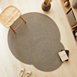 Ocean Home Siyah Kırçıllı Jüt Halı Kilim 80 Cm Çap