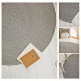 Ocean Home Yıkanabilir Gri Kırçıllı Pamuklu Halı Kilim 80 Cm Çap