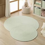 Ocean Home Yıkanabilir Mint Kırçıllı Pamuklu Halı Kilim 80 Cm Çap