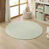 Ocean Home Yıkanabilir Mint Kırçıllı Pamuklu Halı Kilim 120 Cm Çap