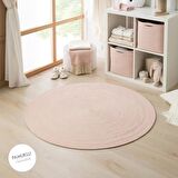 Ocean Home Yıkanabilir Pembe Kırçıllı Pamuklu Halı Kilim 120 cm çap