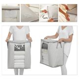 Ocean Home 2'li Pvc Pencereli Stuff&Things Gri Çizgili Hurç // 45x30x50