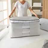 Ocean Home 2'li Mega Boy Pvc Pencereli Stuff&Things Gri Çizgili Hurç Set // 75x40x40