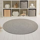 Ocean Home Yıkanabilir Gri Kırçıllı Pamuklu Halı Kilim 120 Cm Çap