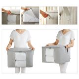 Orta Boy Pvc Pencereli Gri Renk Kapitone Hurç 45 x 40 x 30 cm