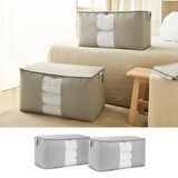 2'li Mega Boy Pvc Pencereli Gri Renk Kapitone Hurç Set 75 x 40 x 40 cm