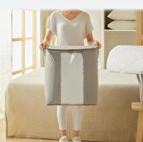 2'li Pvc Pencereli Gri Renk Kapitone Hurç Set 45 x 30 x 50 cm
