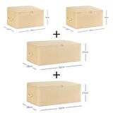 4'lü Bej Balıksırtı Hurç Set 2 Adet 30 x 22 x 18 / 2 Adet 52 x 28 x 21 cm