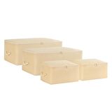 4'lü Bej Balıksırtı Hurç Set 2 Adet 30 x 22 x 18 / 2 Adet 52 x 28 x 21 cm