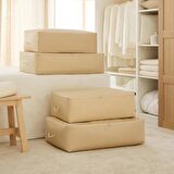 4'lü Bej Balıksırtı Baza Altı Hurç Set 2 Adet 62 x 46 x 22 / 2 Adet 74 x 46 x 22 cm