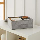 Çekmece İçi Gri Balıksırtı Kapaklı Kutu 30 x 23 x 11 cm