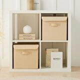 Bej Balıksırtı Kapaklı Kutu Set 30 x 30 x 30 cm