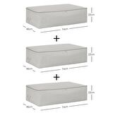 3'lü Mega Boy Gri Balıksırtı Baza Altı Hurç Set 74 x 46 x 22 cm