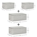 4'lü Gri Balıksırtı Hurç Set 2 Adet 30 x 22 x 18 / 2 Adet 52 x 28 x 21 cm