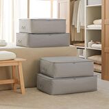4'lü Gri Balıksırtı Baza Altı Hurç Set 2 Adet 62 x 46 x 22 / 2 Adet 74 x 46 x 22 cm