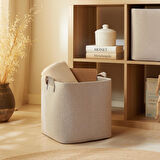 Ocean Home Textile 2'li Bej Renk Dokulu Kumaş Sepet Set 30 x 30 x 30 cm