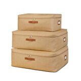 3'lü Jüt Baza Altı Hurç Set 1 Adet 52 x 28 x 21 / 2 Adet 62 x 46 x 22 cm