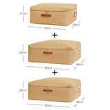3'lü Jüt Baza Altı Hurç Set 1 Adet 52 x 28 x 21 / 2 Adet 62 x 46 x 22 cm