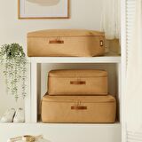3'lü Jüt Baza Altı Hurç Set 1 Adet 52 x 28 x 21 / 2 Adet 62 x 46 x 22 cm