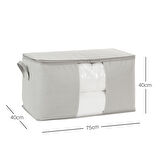 Ocean Home Textile Mega Boy Pvc Pencereli Gri Balıksırtı Hurç 75 x 40 x 40 cm