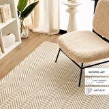 Ekru Renk Balıksırtı Jüt Halı Kilim 160 x 230 cm
