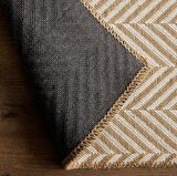 Ekru Renk Balıksırtı Jüt Halı Kilim 160 x 230 cm