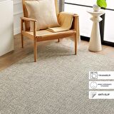 Yıkanabilir Jüt Görünümlü Gri Renk Hasır Desenli Halı Kilim 160 x 230 cm