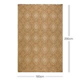 Ocean Home Textile Yıkanabilir Saçaklı Jüt Görünümlü Naturel Renk Karo Desenli Halı Kilim 160 x 230 cm