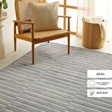 Gri Renk Çizgi Desenli Şönil Halı Kilim 160 x 230 cm