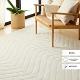 Ocean Home Textile Ekru Renk Dalga Desenli Şönil Halı Kilim 160 x 230 cm