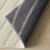 Ocean Home Textile Ekru Renk Dalga Desenli Şönil Halı Kilim 160 x 230 cm