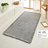 Ocean Home Textile Yıkanabilir Saçaklı Antrasit Renk Pamuklu Halı Kilim 70 x 160 cm