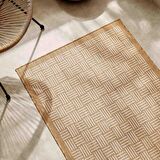 Leke Tutmaz İç Dış Mekan Bej Renk Hasır Desenli Halı Kilim 80 x 150 cm