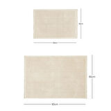 Ocean Home Textile 2'li Yıkanabilir Pamuklu Ekru Renk Buklet Banyo Paspası 40 x 60 / 60 x 90 cm 
