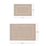 Ocean Home Textile 2'li Yıkanabilir Pamuklu Bej Renk Banyo Paspası 40 x 60 / 60 x 90 cm 
