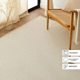 Ocean Home Textile Yıkanabilir Jüt Görünümlü Krem Renk Hasır Desenli Halı Kilim 120 x 180 cm