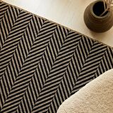 Siyah Renk Balıksırtı Jüt Halı Kilim 200 x 290 cm