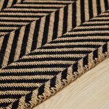 Siyah Renk Balıksırtı Jüt Halı Kilim 200 x 290 cm