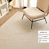 Ekru Renk Balıksırtı Jüt Halı Kilim 200 x 290 cm