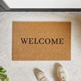 360 gr Kaymaz Tabanlı Bej Renk Welcome Kapı Önü Paspası 40 x 60 cm