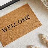 360 gr Kaymaz Tabanlı Bej Renk Welcome Kapı Önü Paspası 40 x 60 cm