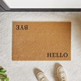 Ocean Home Textile 360 gr Kaymaz Tabanlı Bej Renk Hello Bye Kapı Önü Paspası 40 x 60 cm