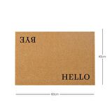 Ocean Home Textile 360 gr Kaymaz Tabanlı Bej Renk Hello Bye Kapı Önü Paspası 40 x 60 cm