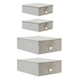 Ocean Home Textile 4'lü Gri Balıksırtı Destekli Hurç Set 2 Adet 31 x 38 x 12 + 45 x 55 x 18 cm