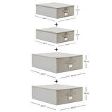 Ocean Home Textile 4'lü Gri Balıksırtı Destekli Hurç Set 2 Adet 31 x 38 x 12 + 45 x 55 x 18 cm