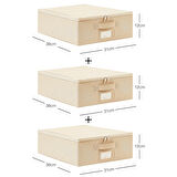Ocean Home Textile 3'lü Küçük Boy Bej Balıksırtı Destekli Hurç Set 31 x 38 x 12 cm