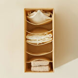 3'lü Bölmeli Bej Balıksırtı Çekmece İçi Düzenleyici Kutu Set 13 x 28 x 13 cm